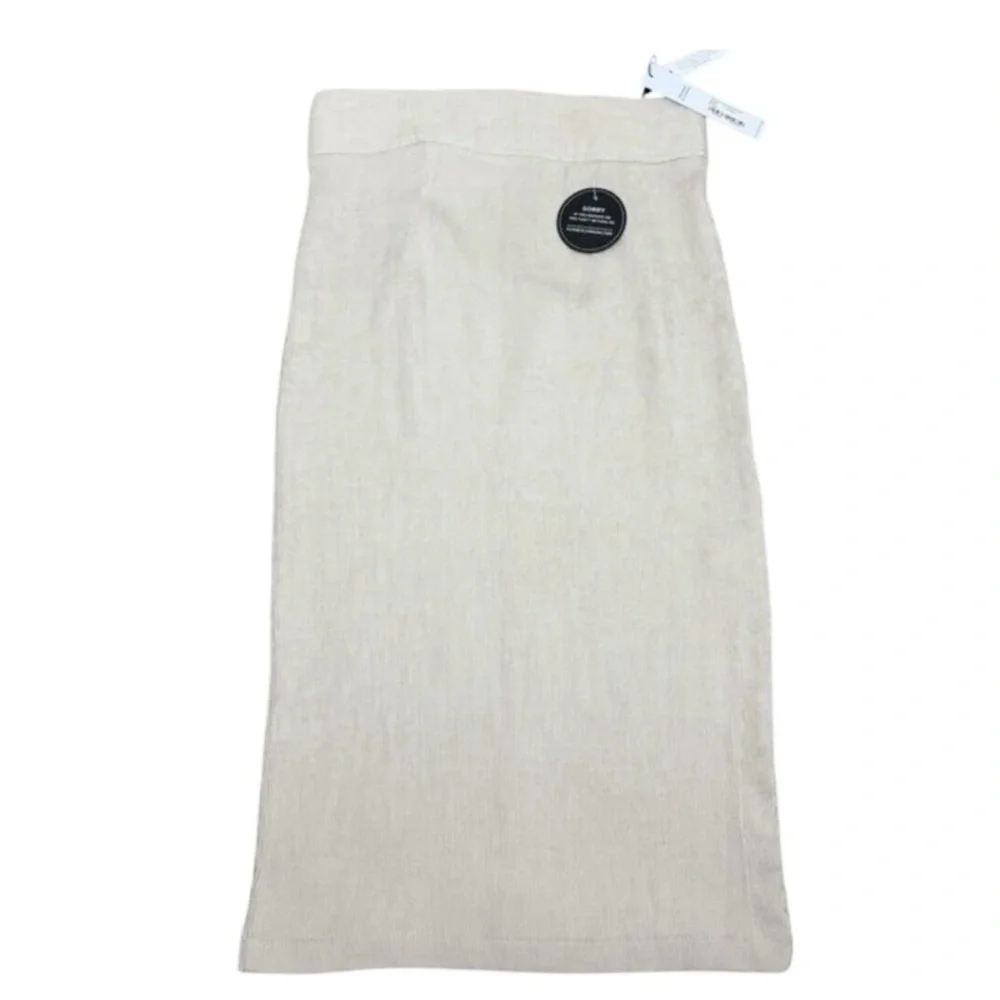 Closet London Skirt Womens‎ Size 4 Cream Ribbed Bodycon Minimalist Pencil NWT